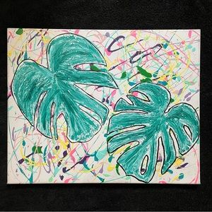 Colorful Experimental Monstera 16x20 Painting